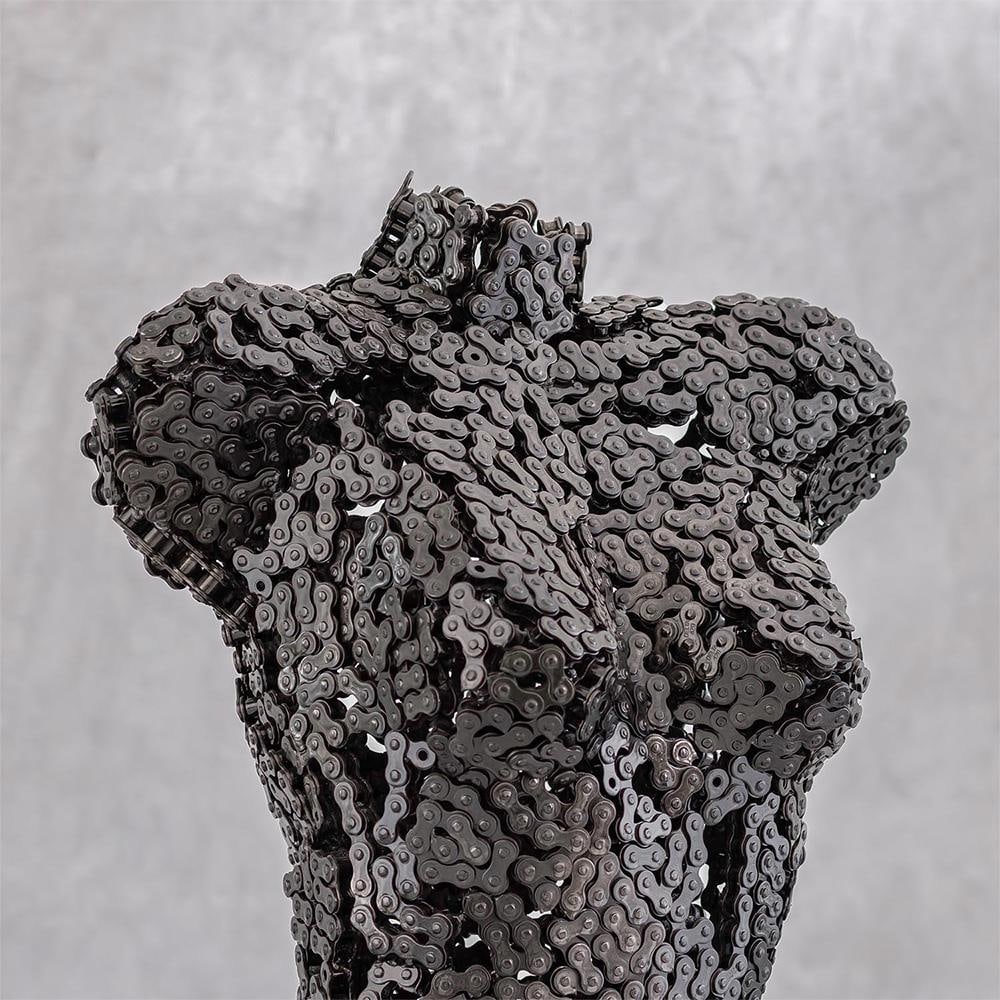 Premium Handcrafted Bicycle Chain Torso Sculpture | 38" | One of a Kind - 3