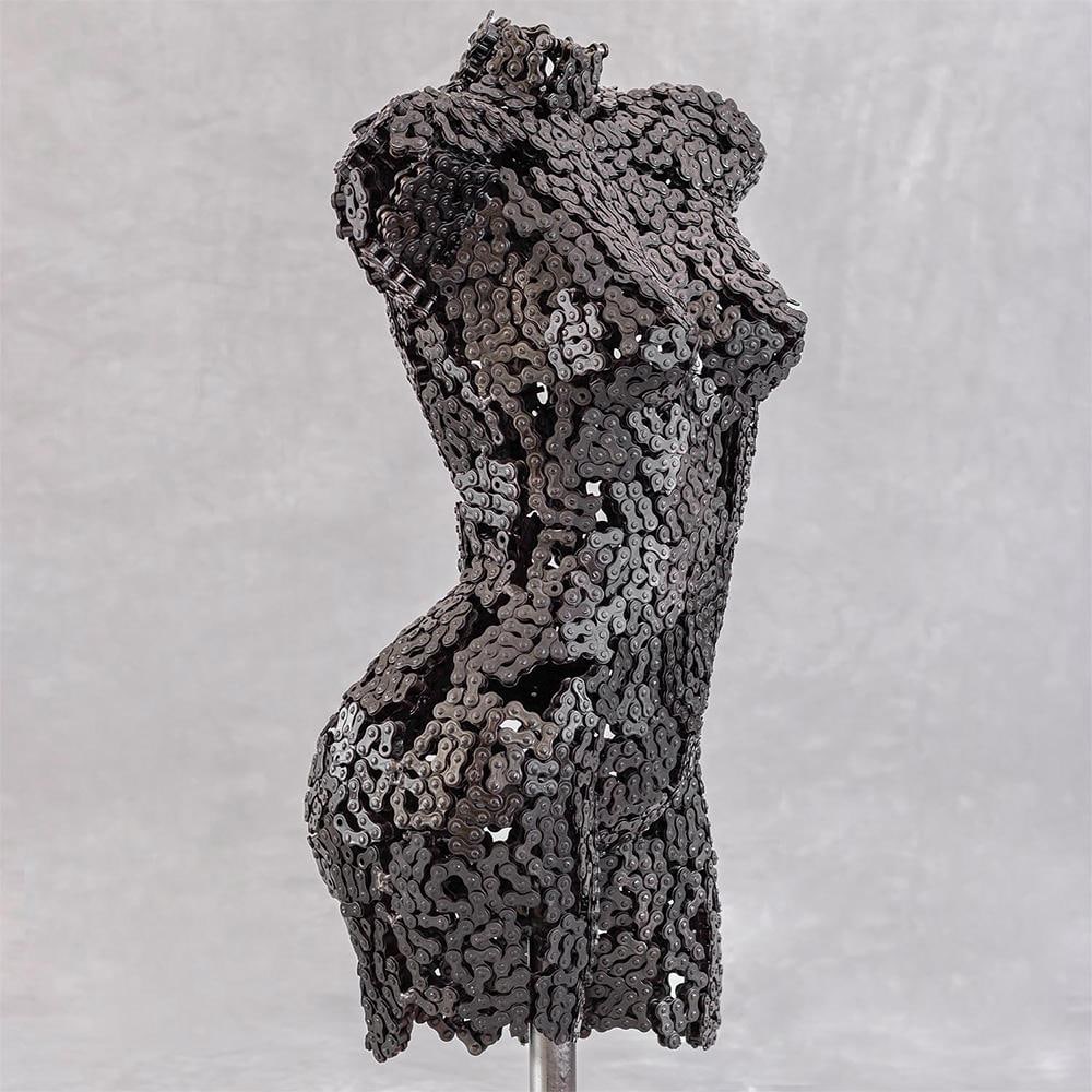 Premium Handcrafted Bicycle Chain Torso Sculpture | 38" | One of a Kind - 4