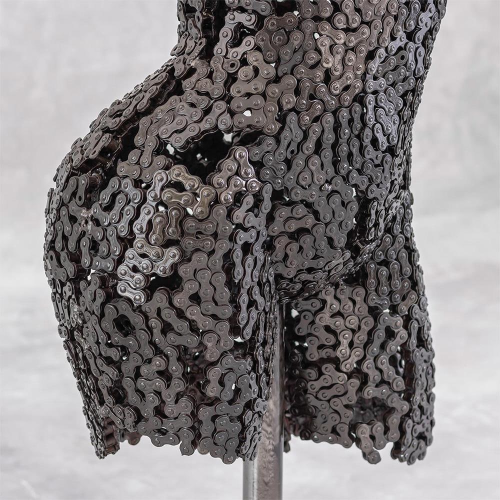 Premium Handcrafted Bicycle Chain Torso Sculpture | 38" | One of a Kind - 7