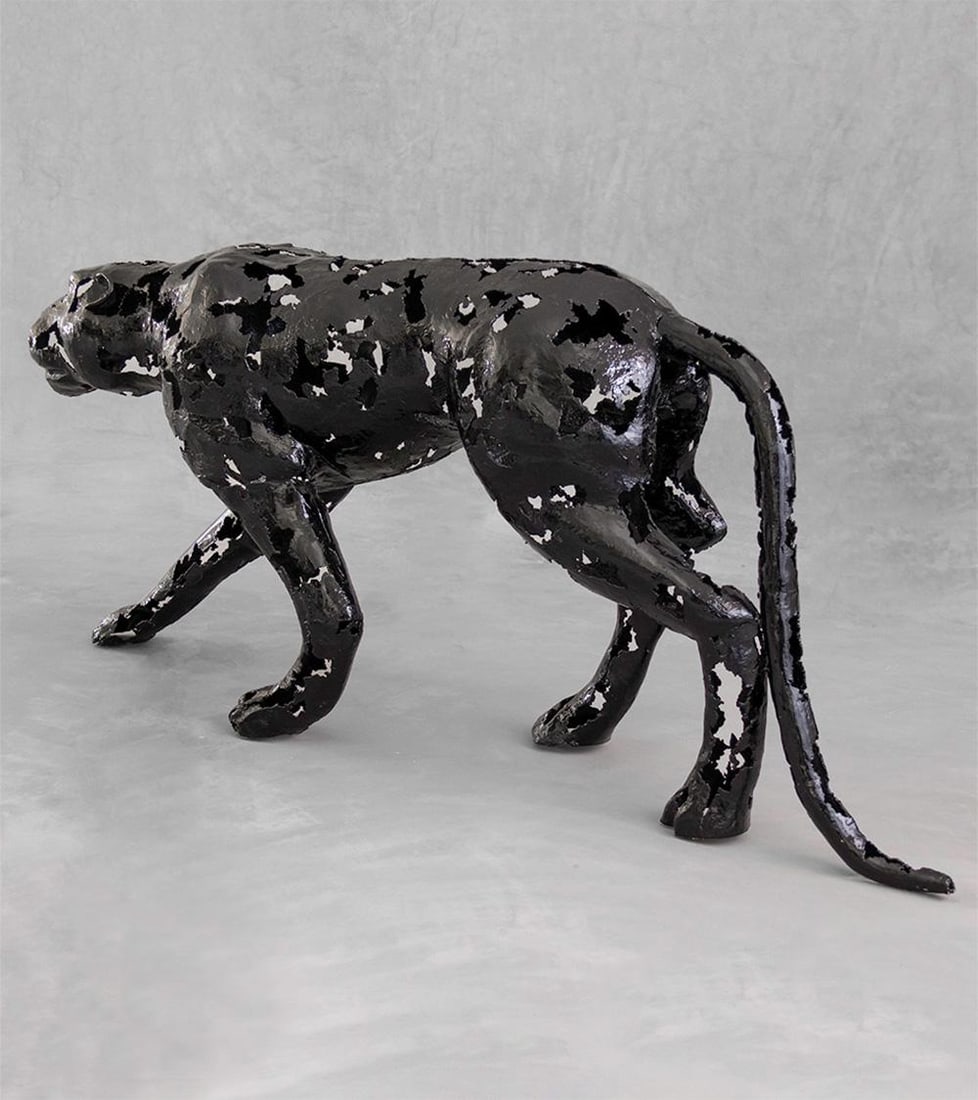 New Handcrafted Aluminum Panther Sculpture | 65" X 29" | One of a Kind - 2