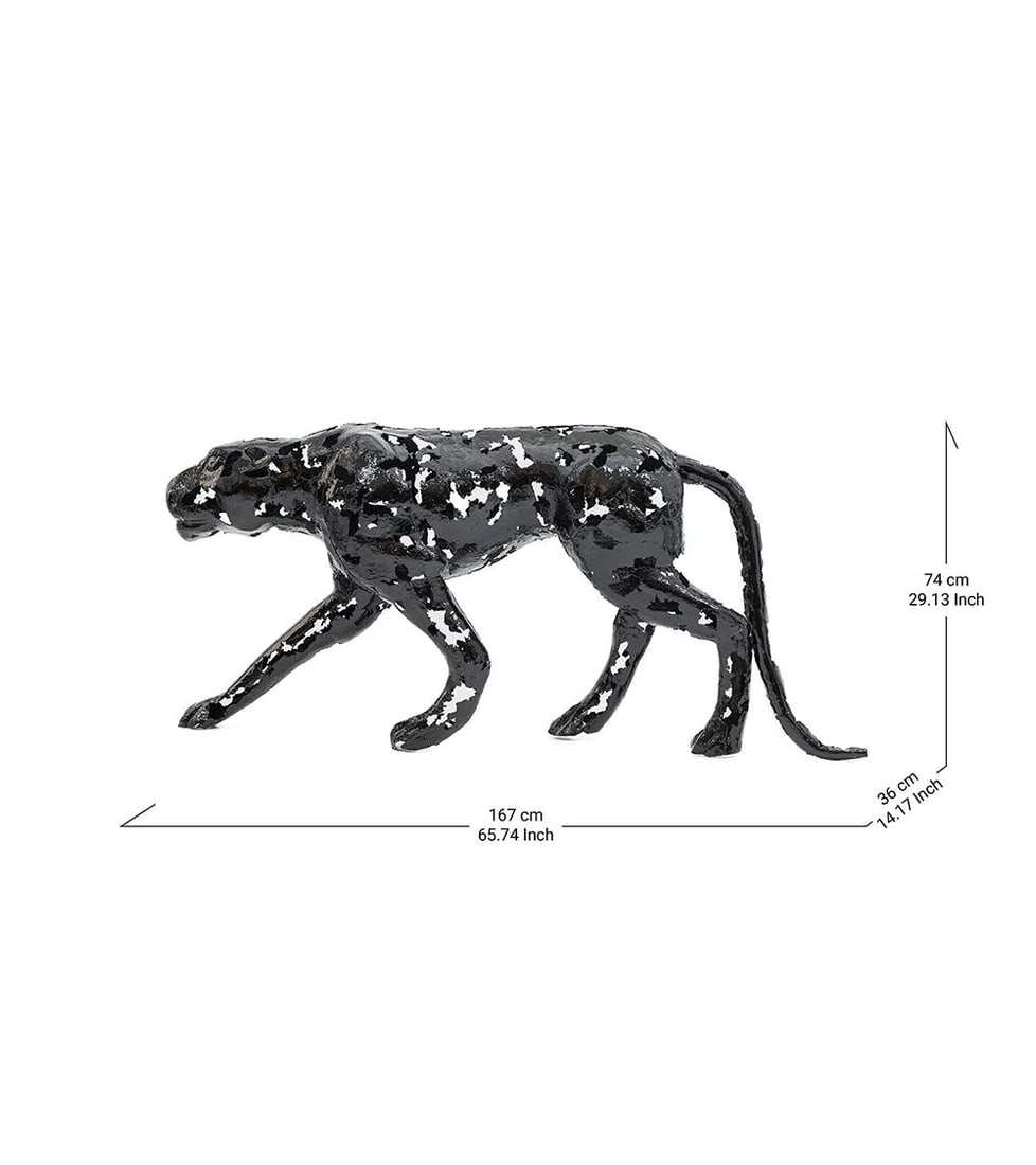 New Handcrafted Aluminum Panther Sculpture | 65" X 29" | One of a Kind - 3