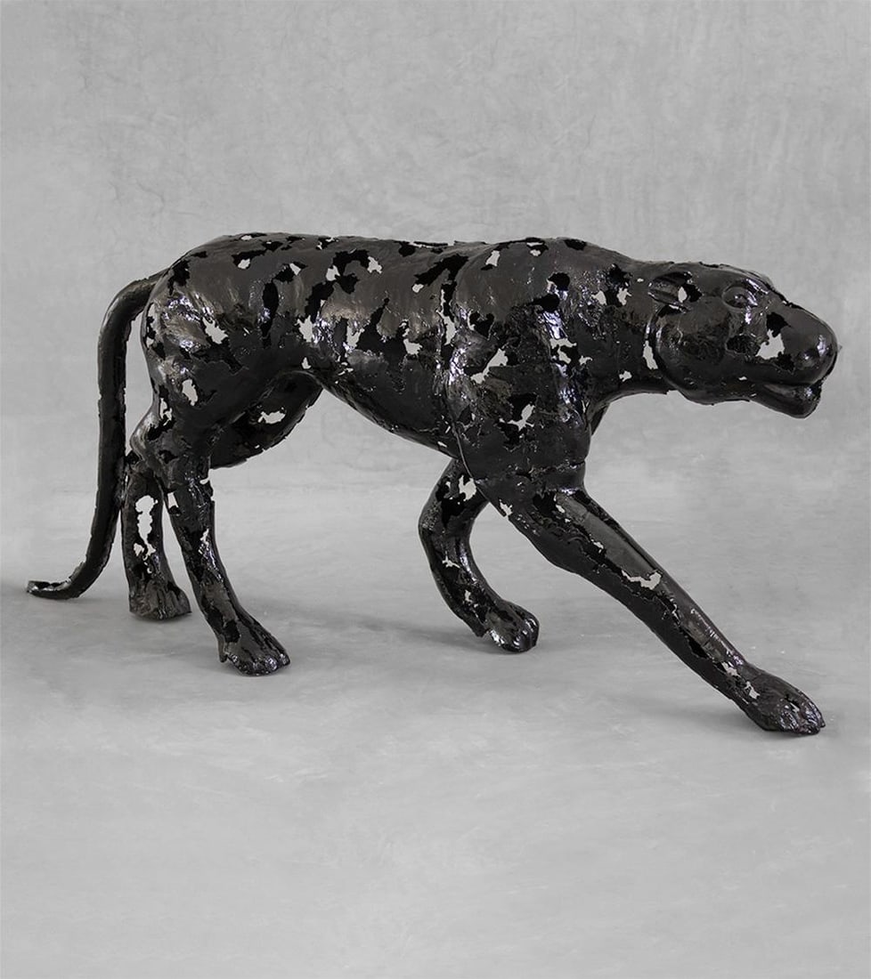 New Handcrafted Aluminum Panther Sculpture | 65" X 29" | One of a Kind - 4