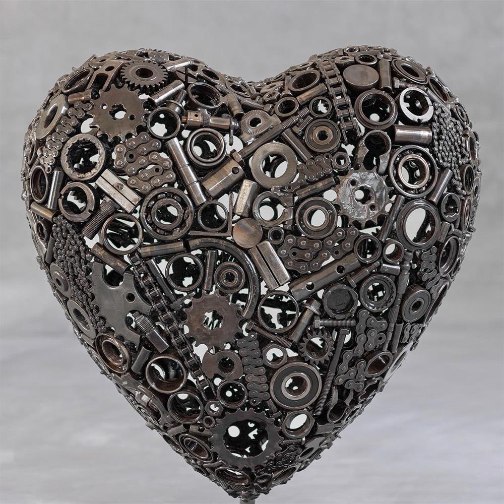 Premium Handcrafted Recycled Metal Heart Sculpture | 22" X 18" |. One of a Kind - 5