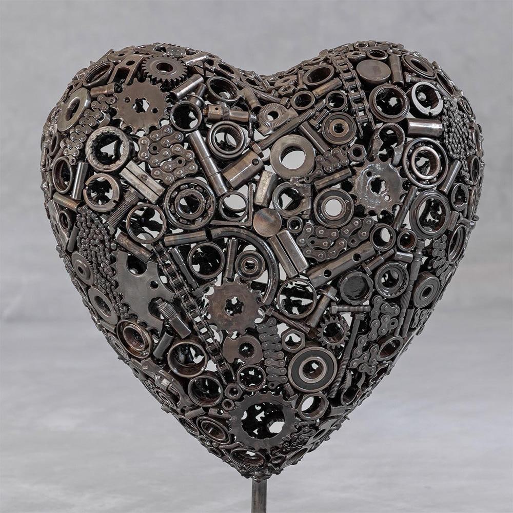 Premium Handcrafted Recycled Metal Heart Sculpture | 22" X 18" |. One of a Kind - 8