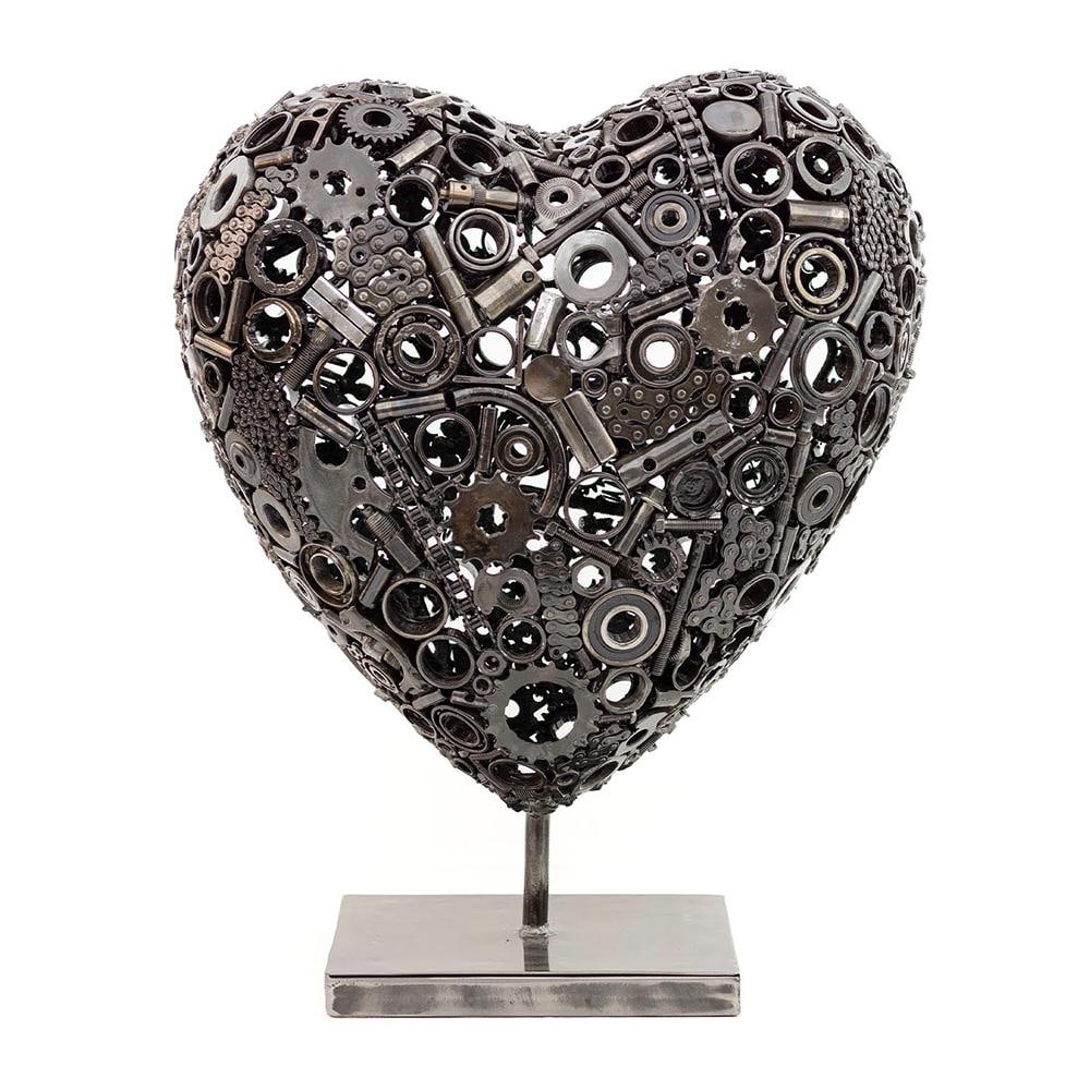Premium Handcrafted Recycled Metal Heart Sculpture | 22" X 18" |. One of a Kind - 9