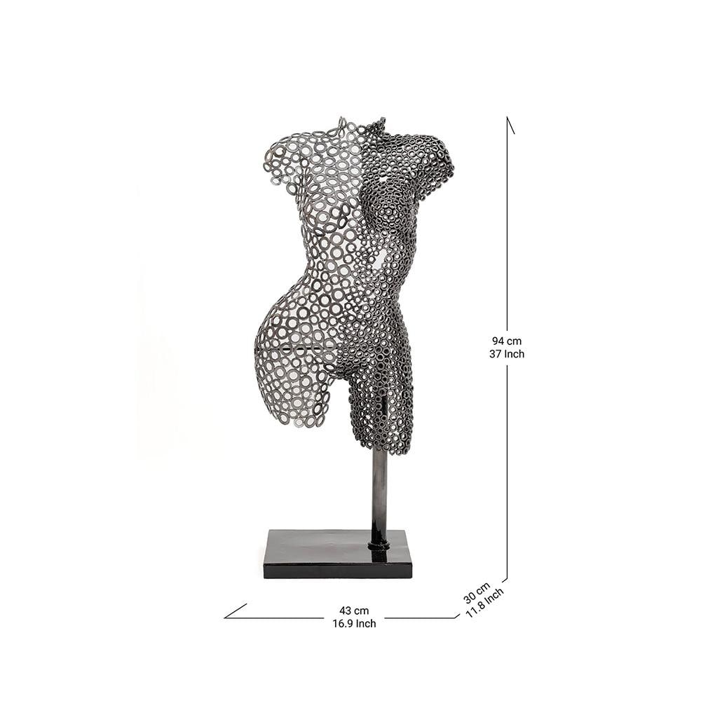 Premium Handcrafted Iron Washer Female Torso Sculpture | 37" | One of a Kind - 2