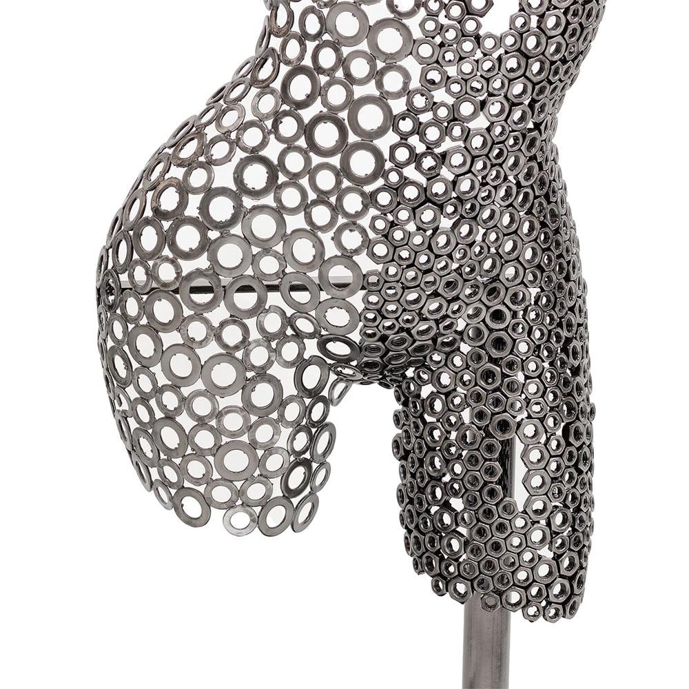 Premium Handcrafted Iron Washer Female Torso Sculpture | 37" | One of a Kind - 8