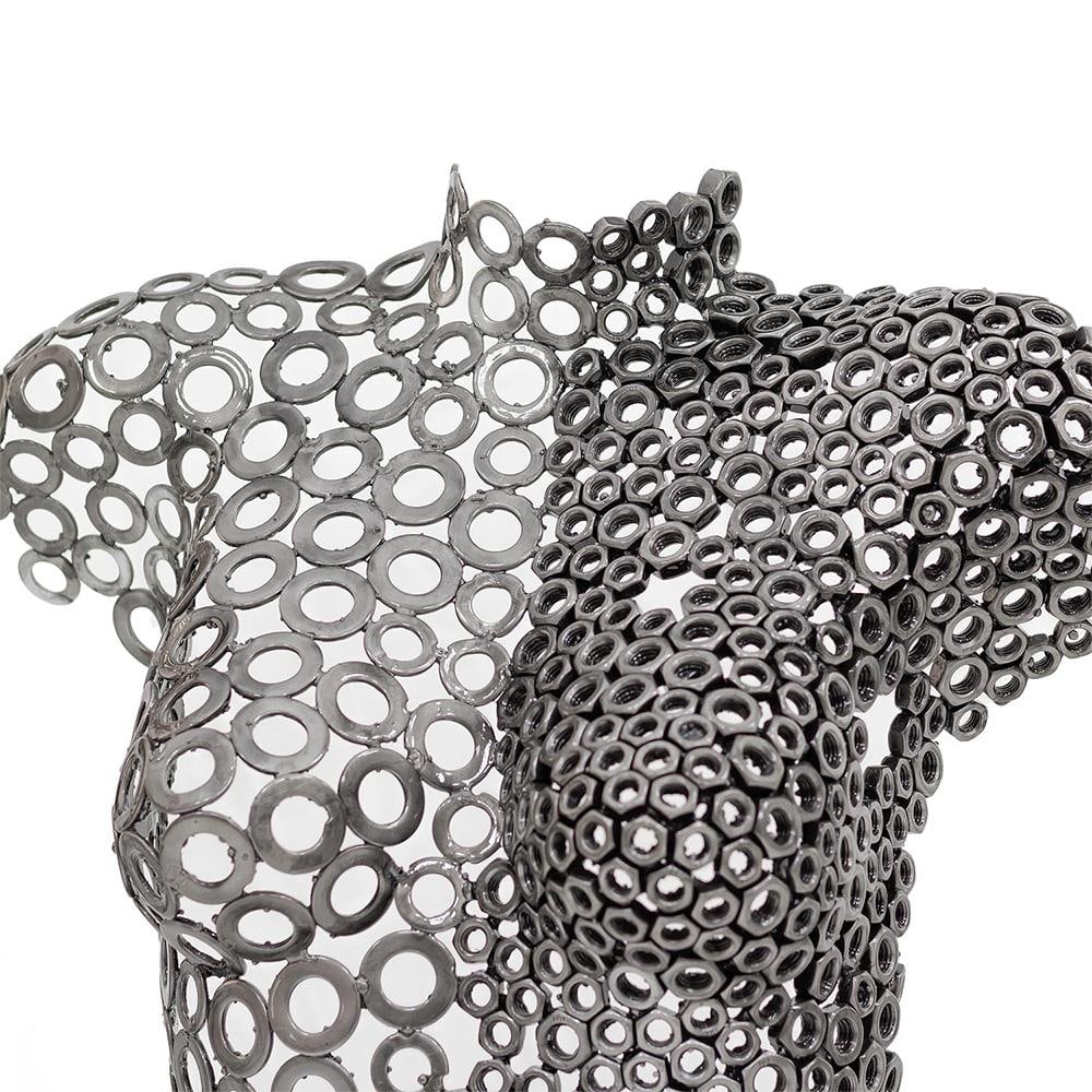 Premium Handcrafted Iron Washer Female Torso Sculpture | 37" | One of a Kind - 9