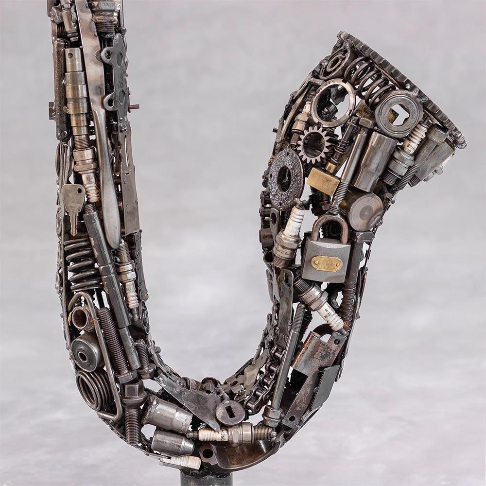 Premium Handcrafted Recycled Metal Saxophone Sculpture | 38" | One of a Kind - 3