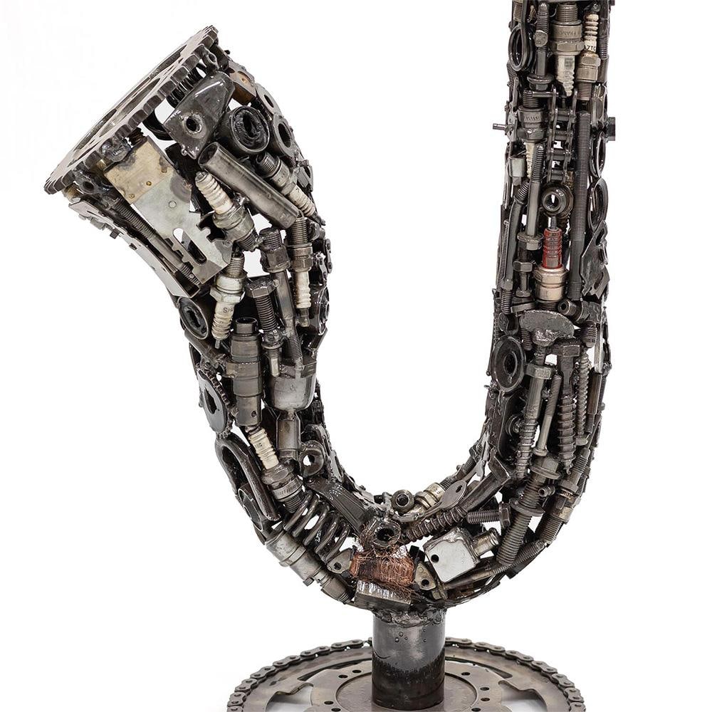 Premium Handcrafted Recycled Metal Saxophone Sculpture | 38" | One of a Kind - 4