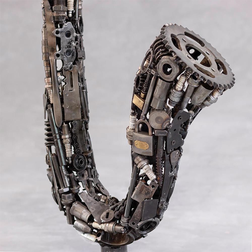 Premium Handcrafted Recycled Metal Saxophone Sculpture | 38" | One of a Kind - 5