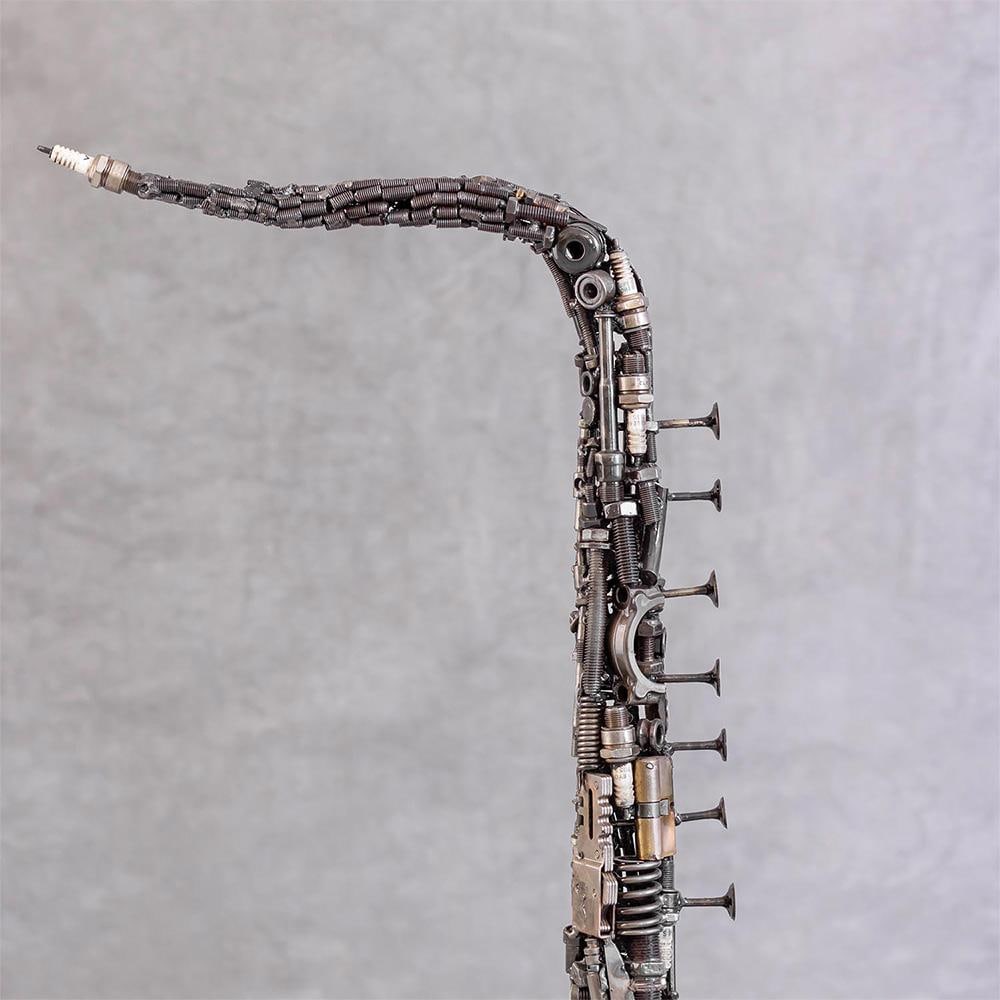 Premium Handcrafted Recycled Metal Saxophone Sculpture | 38" | One of a Kind - 6