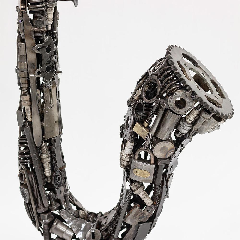 Premium Handcrafted Recycled Metal Saxophone Sculpture | 38" | One of a Kind - 8