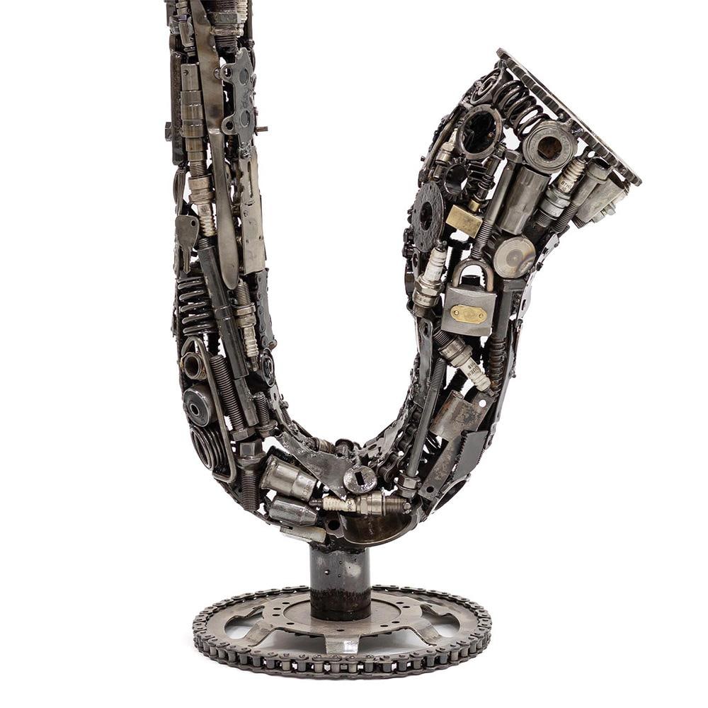 Premium Handcrafted Recycled Metal Saxophone Sculpture | 38" | One of a Kind - 9