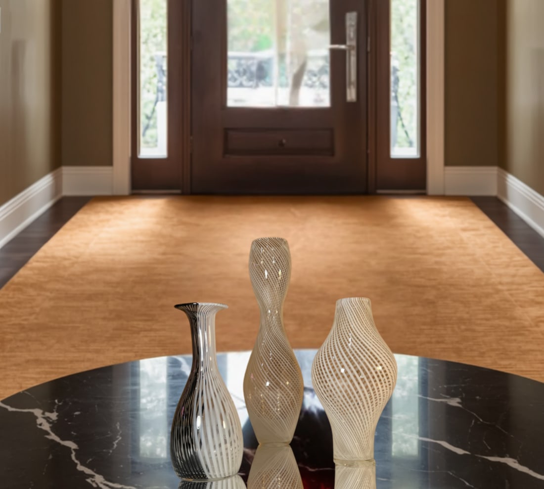 Murano Mezza Filigrana Art Glass White and White and Black Pin Stripe Swirl Vases- Set of 3 - 7