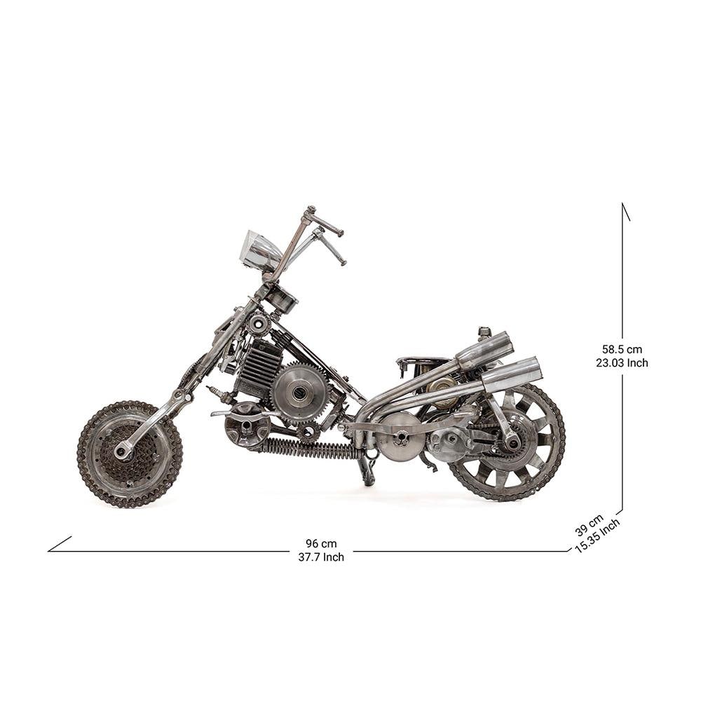 New Handcrafted Recycled Metal Motorbike Sculpture | 37" X 23" | One of a Kind - 2