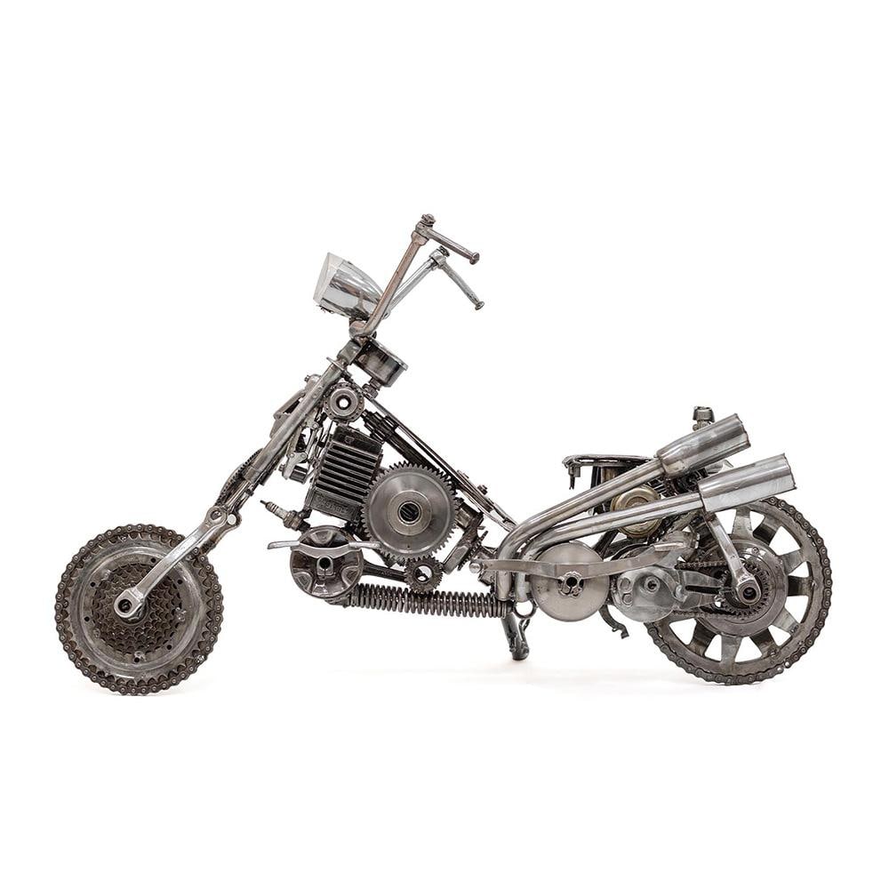 New Handcrafted Recycled Metal Motorbike Sculpture | 37" X 23" | One of a Kind - 5