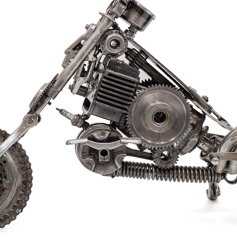 New Handcrafted Recycled Metal Motorbike Sculpture | 37" X 23" | One of a Kind - 6