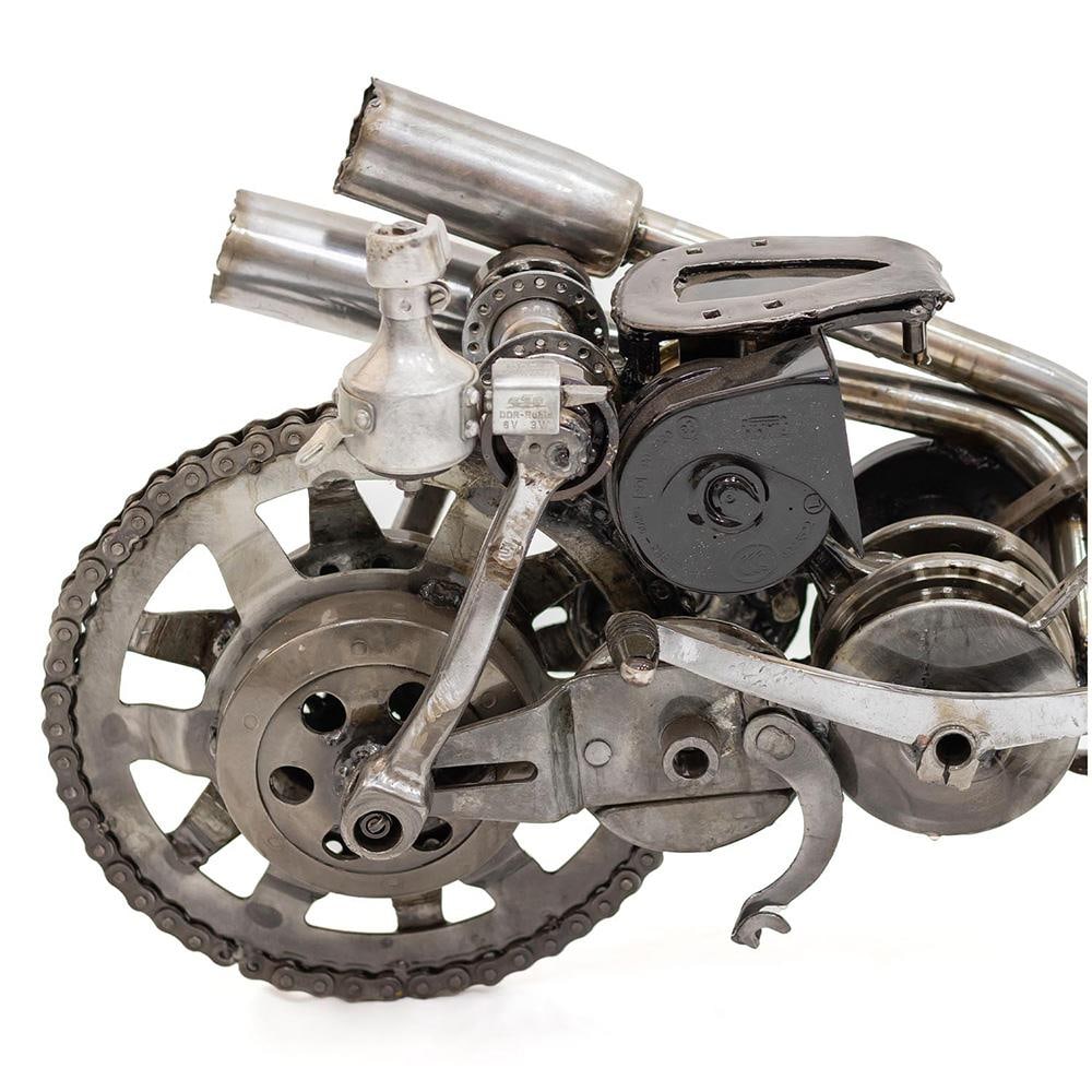 New Handcrafted Recycled Metal Motorbike Sculpture | 37" X 23" | One of a Kind - 7