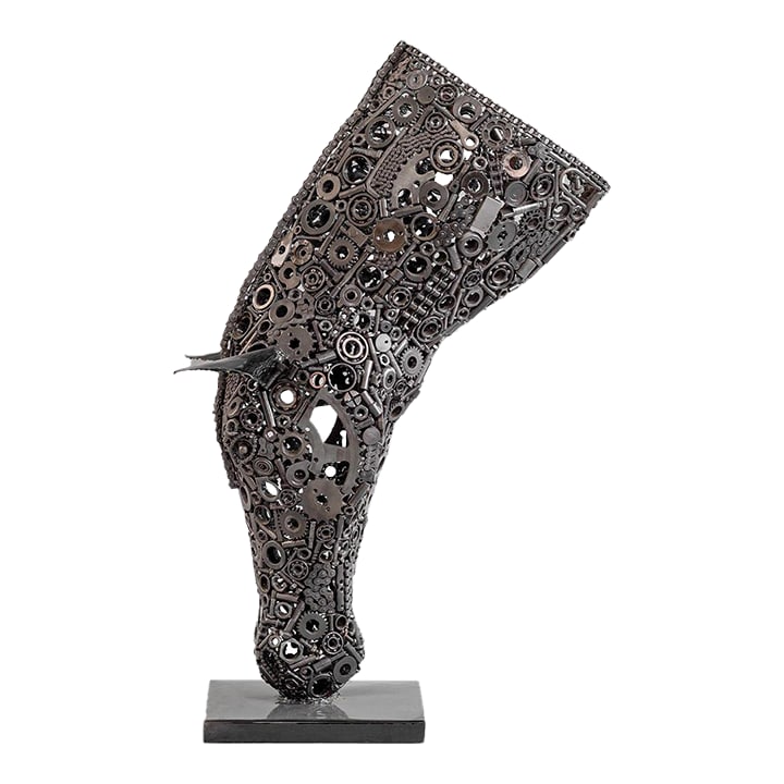 Premium Handcrafted Recycled Metal Horse Head Sculpture | 37" | One of a Kind: There is a quiet power in the horse "” noble, untamed, eternal. This sculpture captures it all. Handcrafted from repurposed gears, bolts, washers, and metallic elements, this striking horse