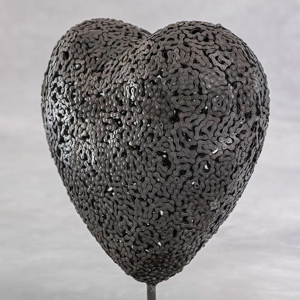New Handcrafted Bicycle Chain Heart Sculpture | 22" X 18" | One of a Kind - 6