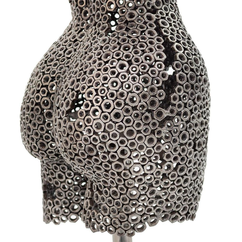 Premium Handcrafted Metal Nut Female Torso Sculpture | 39" | One of a Kind - 11