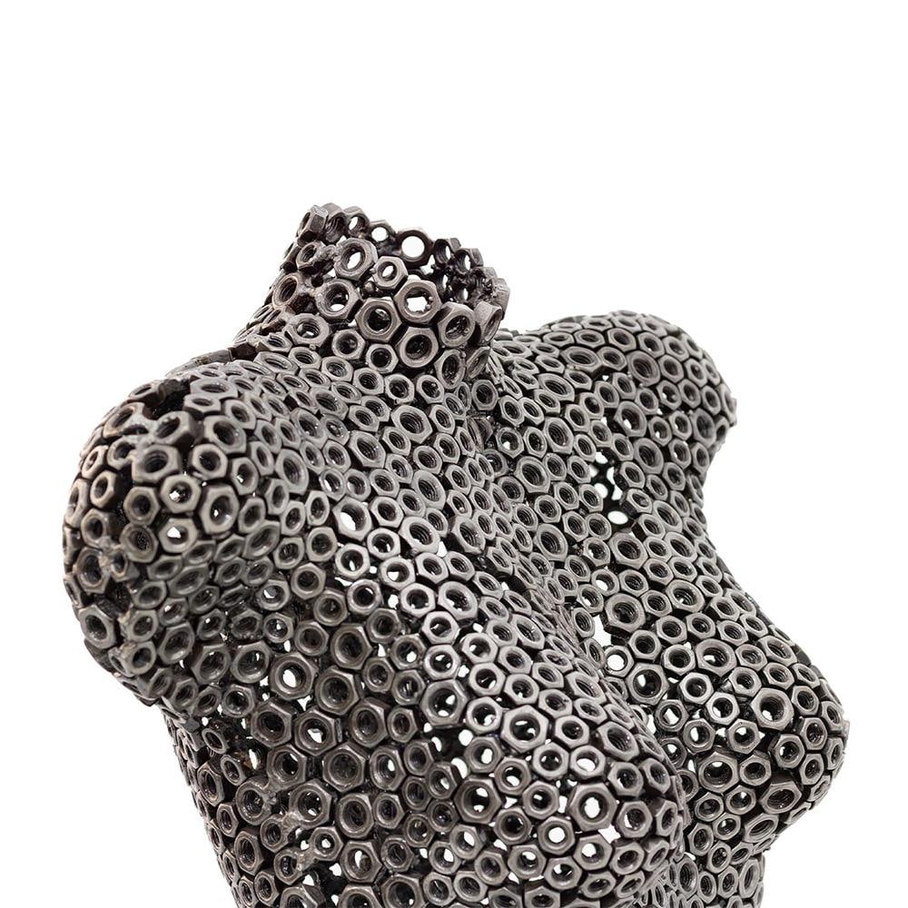 Premium Handcrafted Metal Nut Female Torso Sculpture | 39" | One of a Kind - 7