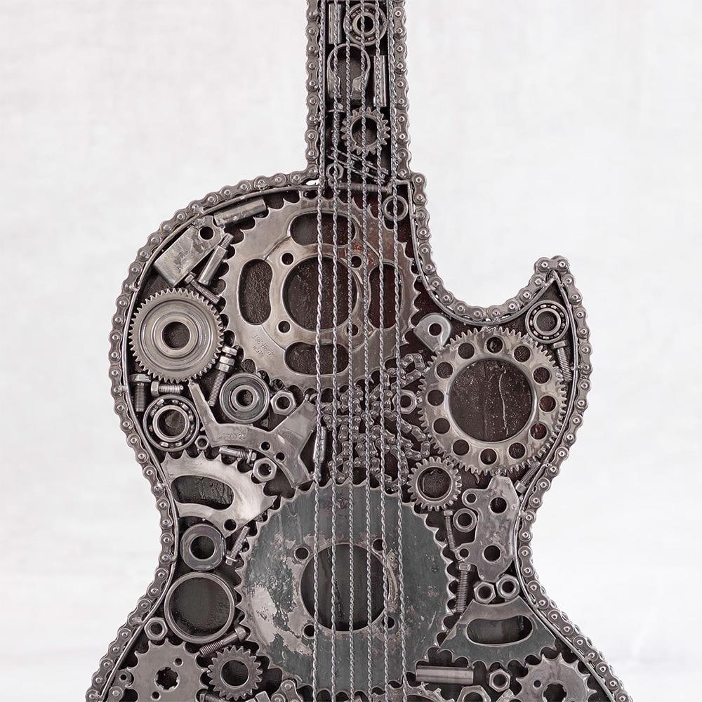 Premium Handcrafted Recycled Metal Guitar Sculpture | 54" | One of a Kind - 5