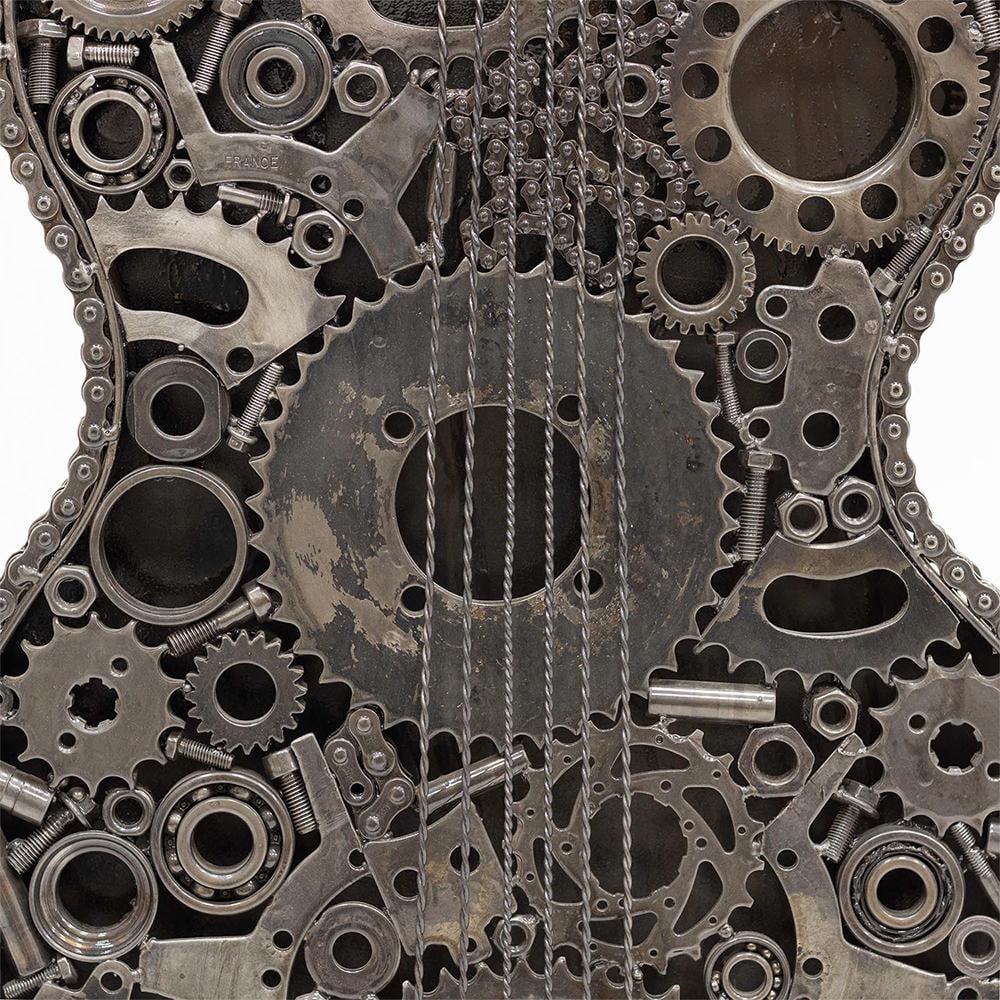 Premium Handcrafted Recycled Metal Guitar Sculpture | 54" | One of a Kind - 6