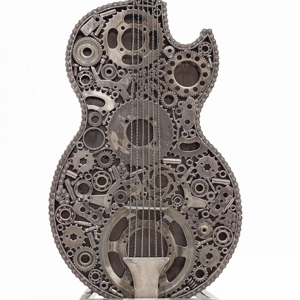Premium Handcrafted Recycled Metal Guitar Sculpture | 54" | One of a Kind - 7