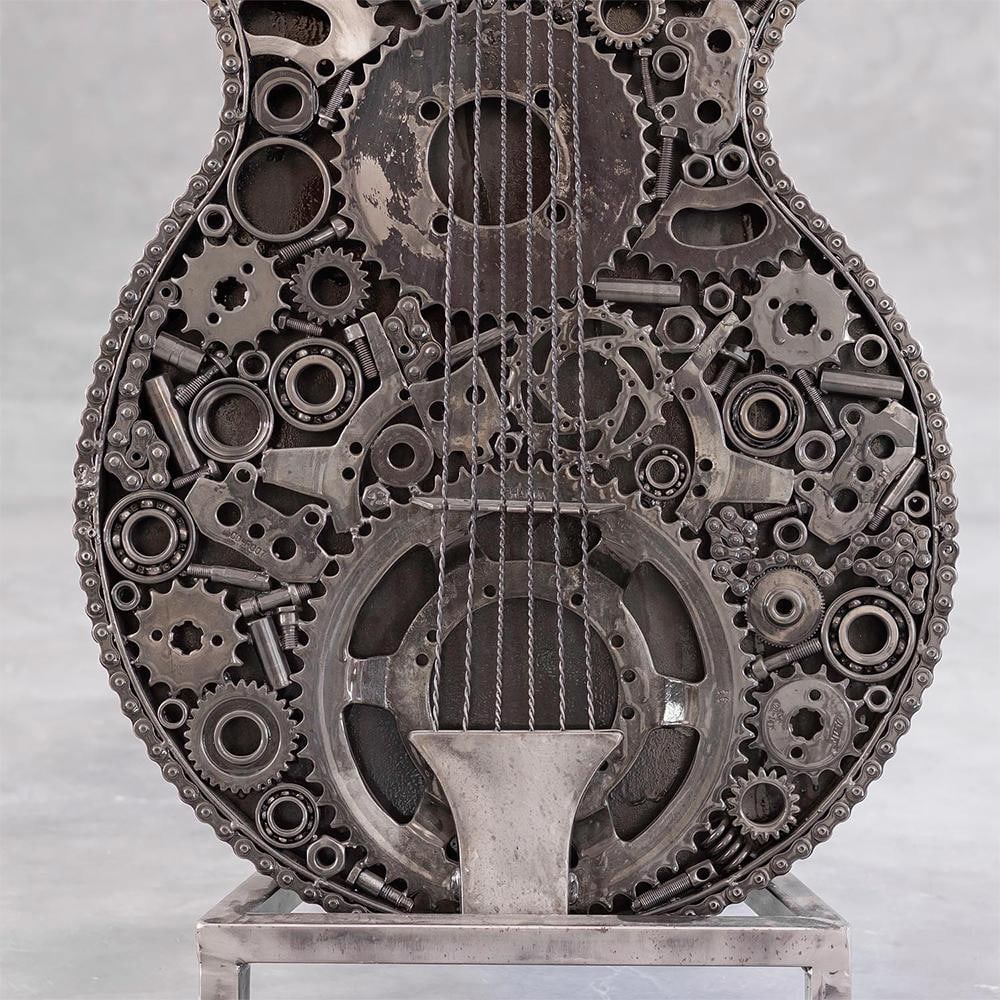 Premium Handcrafted Recycled Metal Guitar Sculpture | 54" | One of a Kind - 9