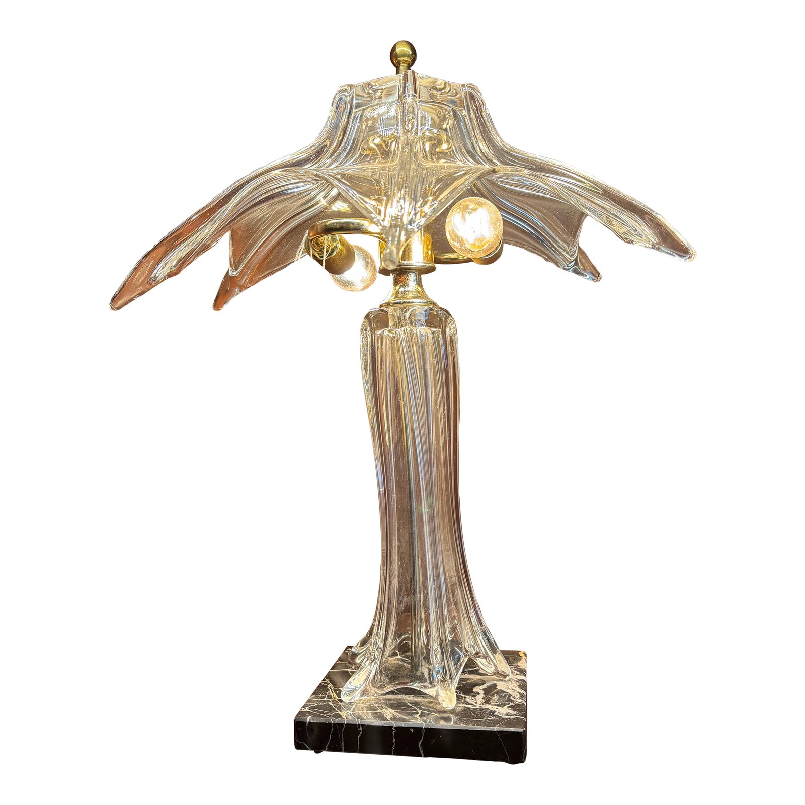 Art Deco French Crystal & Brass Table Lamp by Cofrac Art Verrier, France, Circa 1930s | RJC (1 of 4)