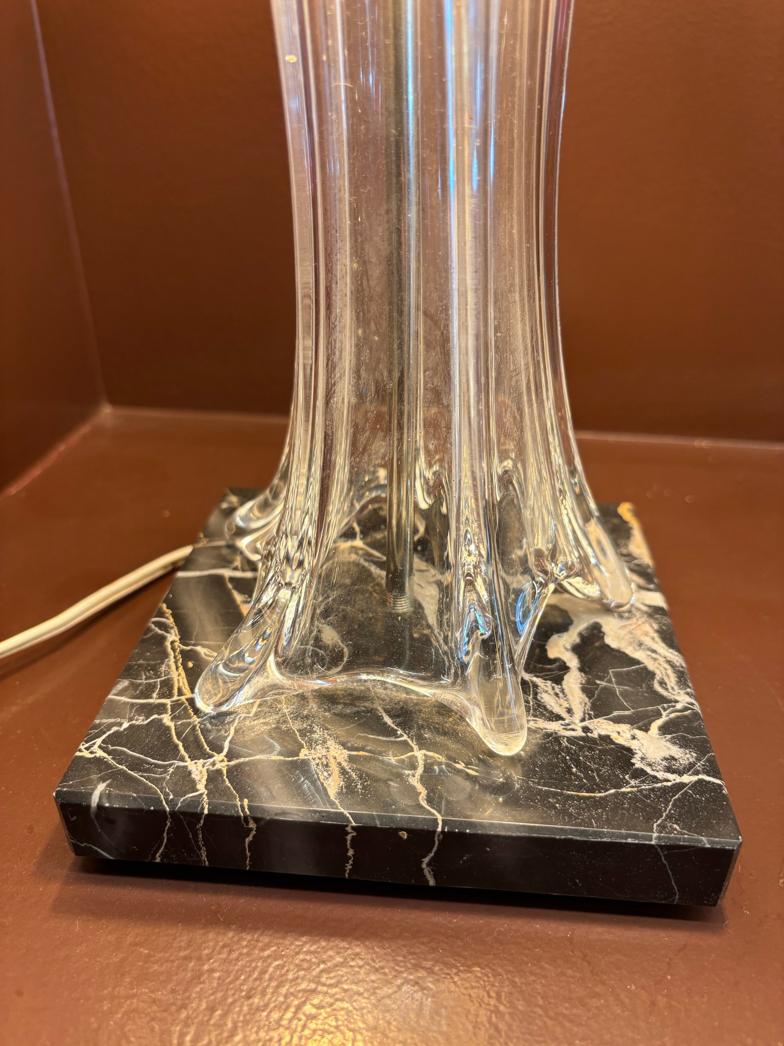 Art Deco French Crystal & Brass Table Lamp by Cofrac Art Verrier, France, Circa 1930s | RJC - 2