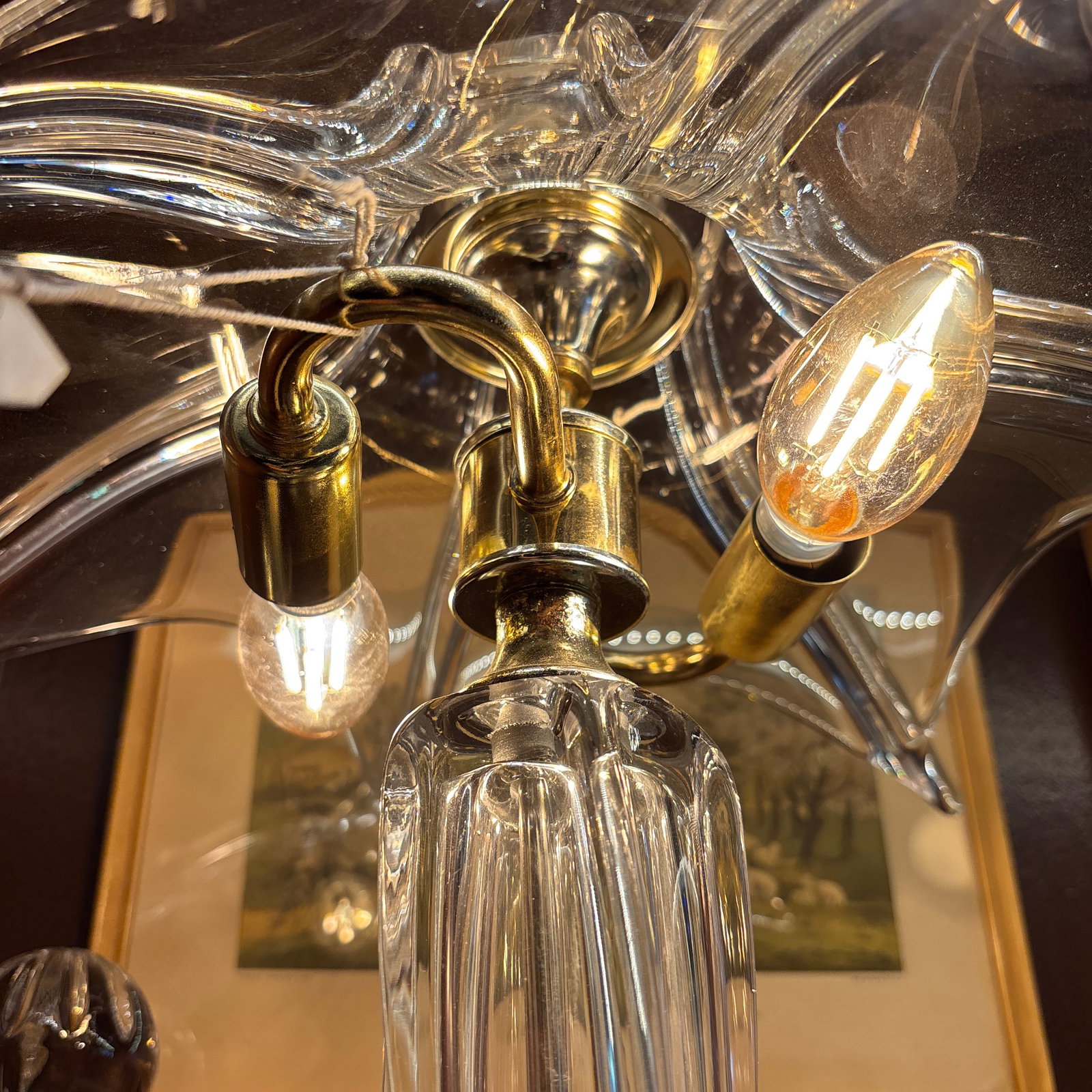 Art Deco French Crystal & Brass Table Lamp by Cofrac Art Verrier, France, Circa 1930s | RJC - 3