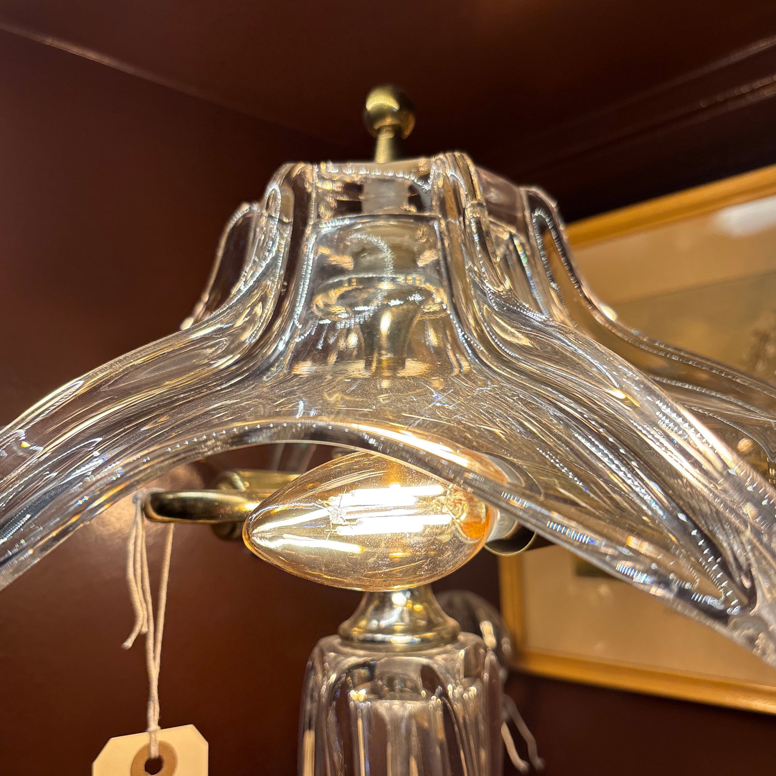 Art Deco French Crystal & Brass Table Lamp by Cofrac Art Verrier, France, Circa 1930s | RJC - 4