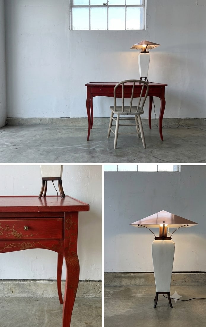 Vintage Chinoiserie Crimson Writing Desk – Hollywood Regency / Postmodern Eclectic - 11
