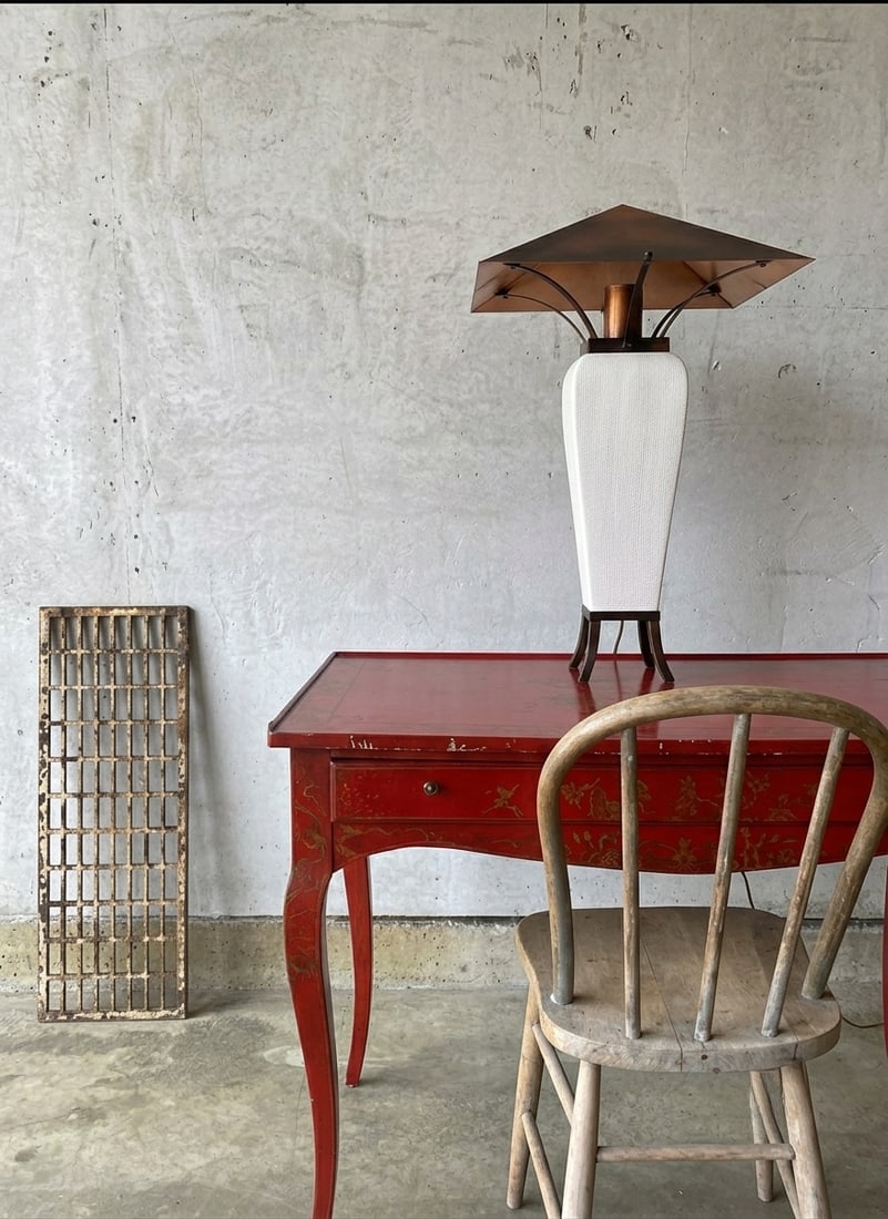 Vintage Chinoiserie Crimson Writing Desk – Hollywood Regency / Postmodern Eclectic - 2