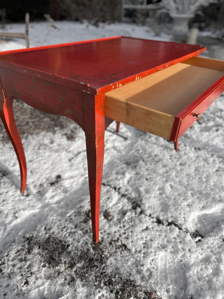 Vintage Chinoiserie Crimson Writing Desk – Hollywood Regency / Postmodern Eclectic - 6