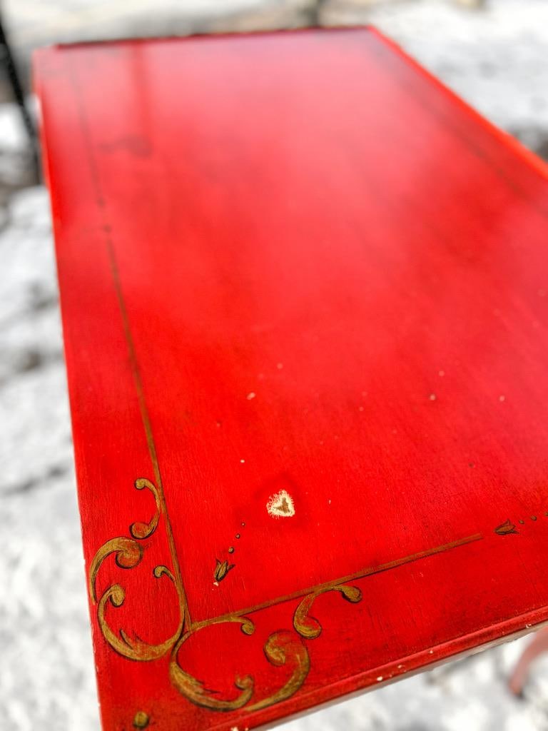 Vintage Chinoiserie Crimson Writing Desk – Hollywood Regency / Postmodern Eclectic - 8