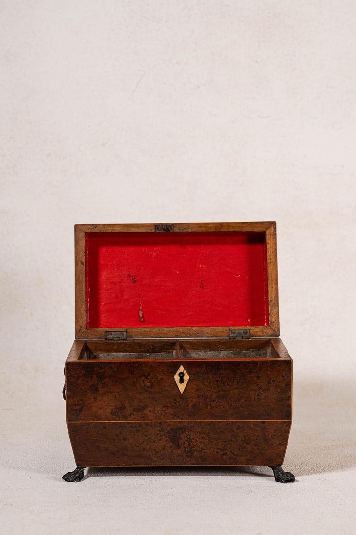 Regency Burl Yew Tea Caddy (C. 1820) - 10
