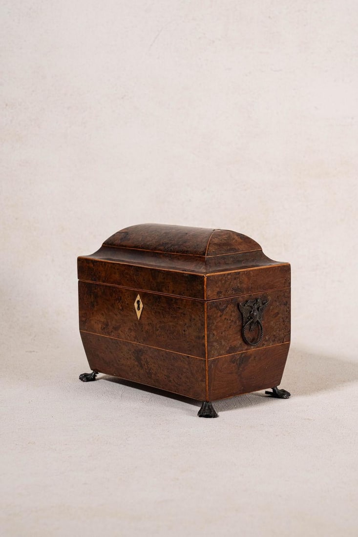 Regency Burl Yew Tea Caddy (C. 1820) - 2
