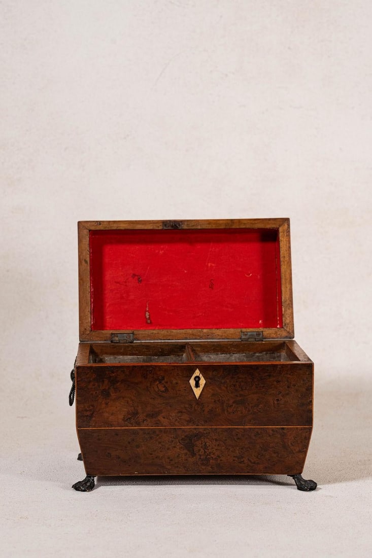 Regency Burl Yew Tea Caddy (C. 1820) - 8