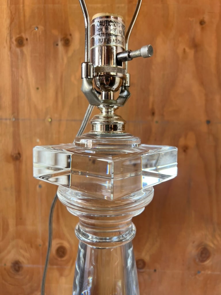 Pair of Architectural Crystal & Resin Column Table Lamps by Restoration Hardware, Circa 2006 - 7