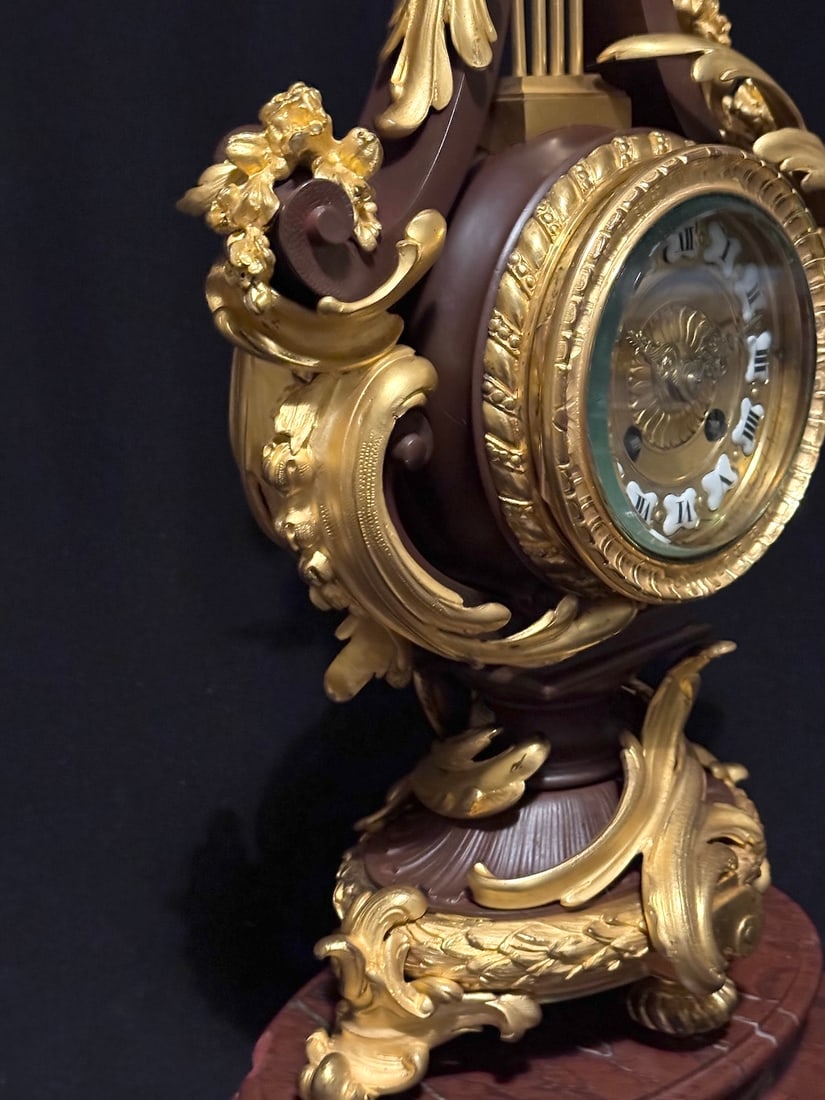1840s French Louis XVI Bronze Marble Lyre Clock - 12