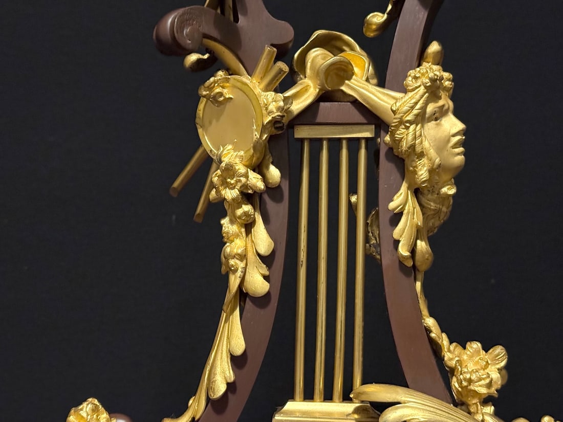 1840s French Louis XVI Bronze Marble Lyre Clock - 16