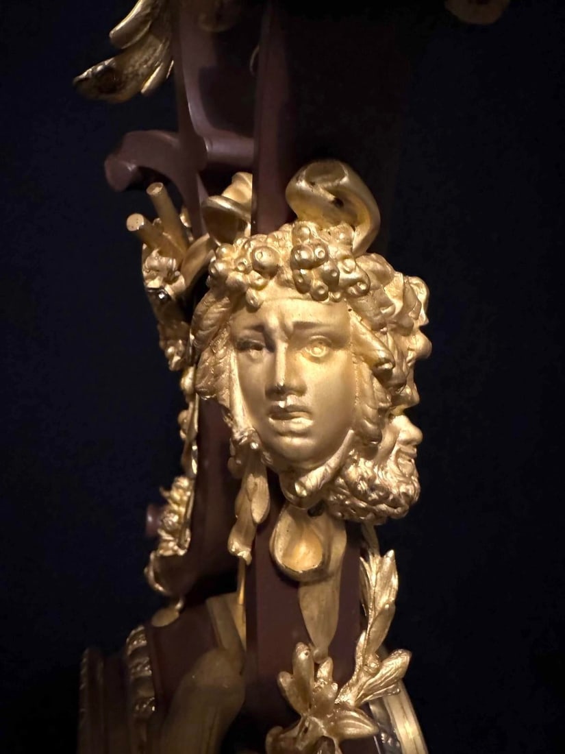 1840s French Louis XVI Bronze Marble Lyre Clock - 17
