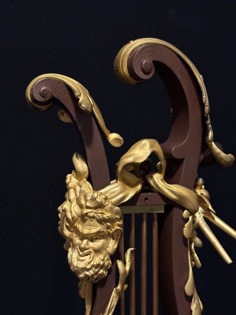 1840s French Louis XVI Bronze Marble Lyre Clock - 4