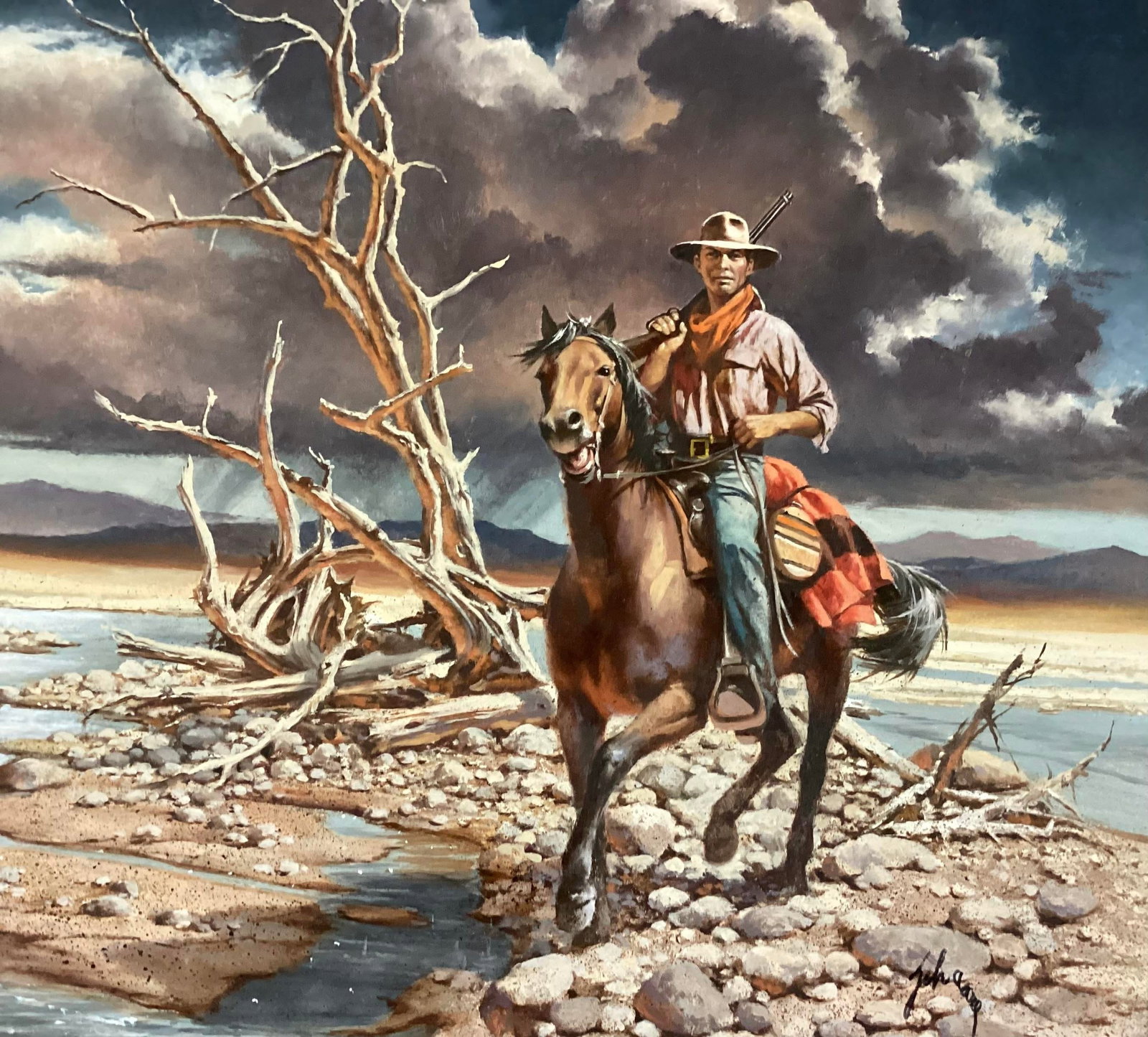 Harry Schaare (1922-2008) "Glory Trail" Oil on Board C 1993. Signed Lower Right - 2