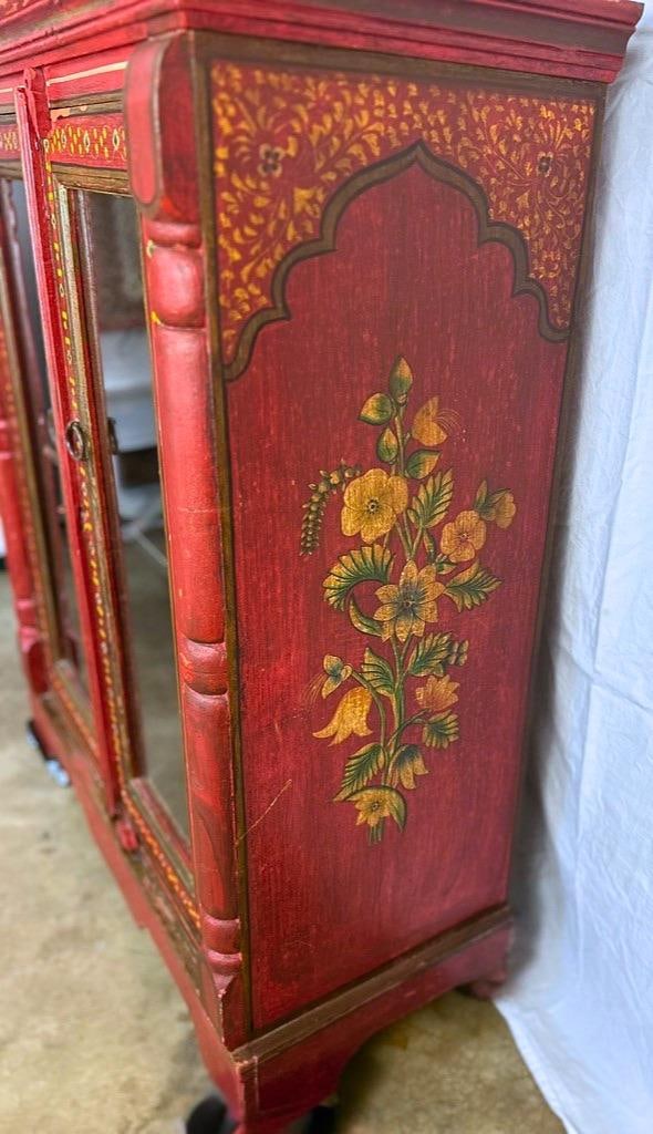 Vintage Hand-Painted Rajasthani Display Cabinet – Slim 12" Depth - 4