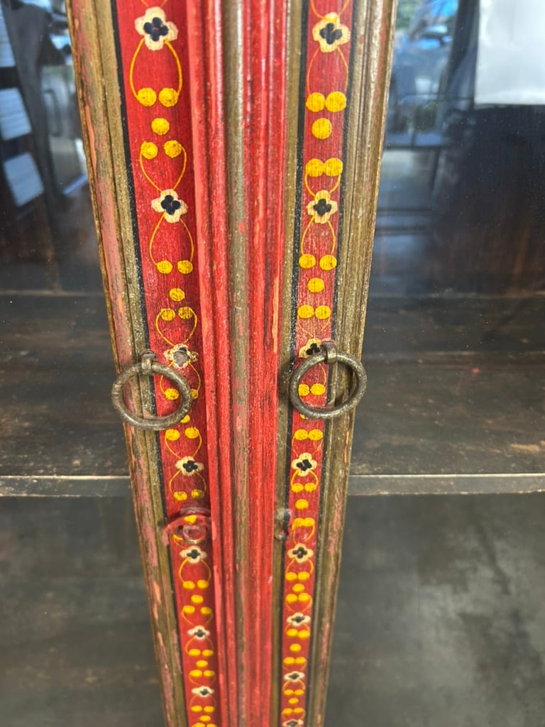 Vintage Hand-Painted Rajasthani Display Cabinet – Slim 12" Depth - 8